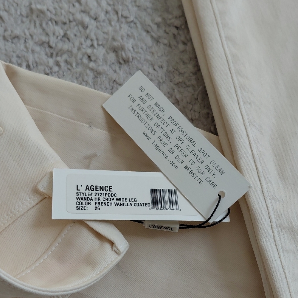 L'AGENCE Off-White Crop Wide Leg Pants - Picture 5 of 7
